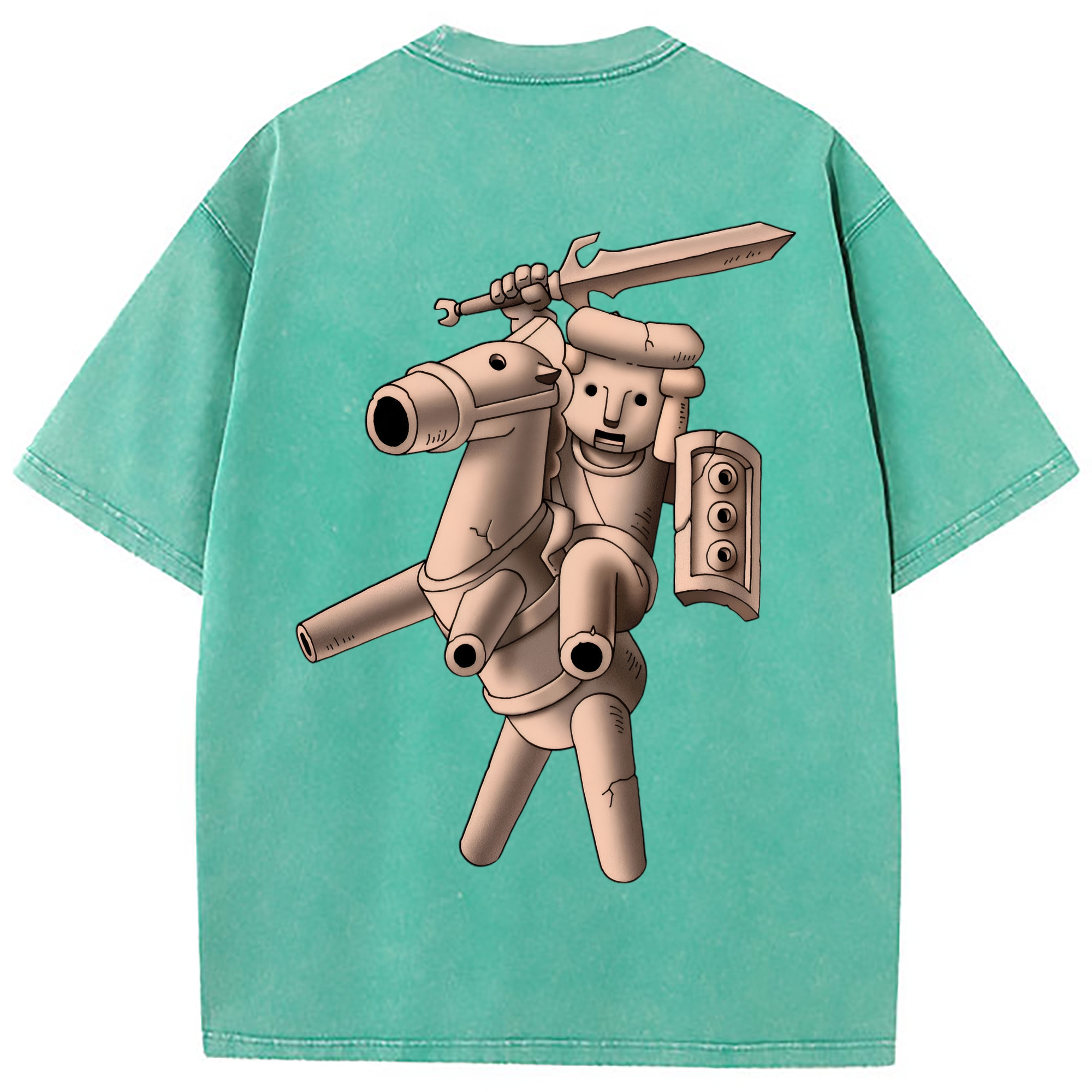 （画像用） ドラゴンクエスト Doragon Kuesuto Dragon Quest 綿100% ヴィンテージ風 半袖Tシャツ（背面プリント）